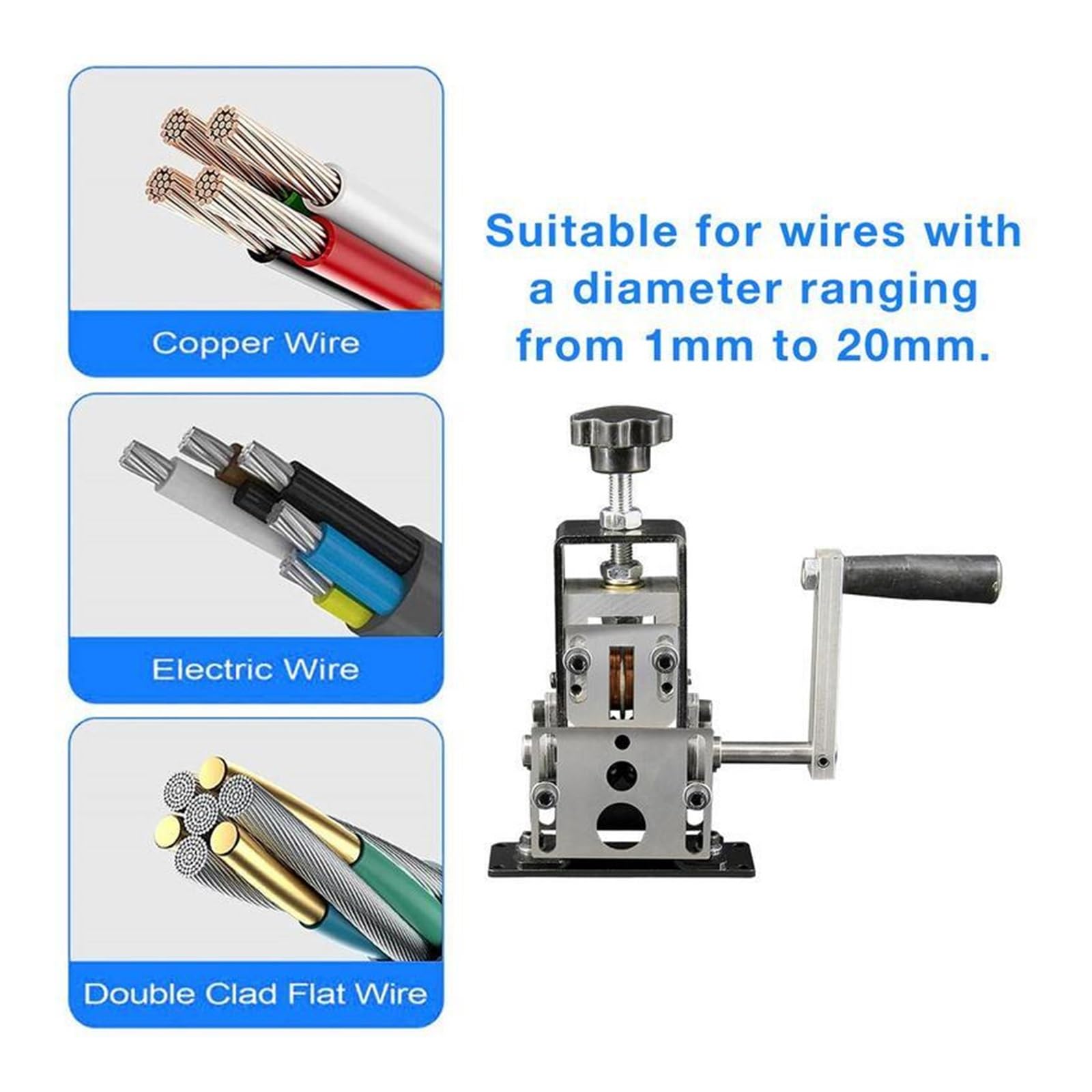 Macchina spellacavi Manuale 1-20mm Macchina Spellafili Elettrica Automatica Pelapavi Manuale Manovella Spellafili Rottami Filo di Rame Spellatura Riciclare