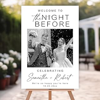 Rehearsal Dinner Welcome Sign with Photo, The Night Before Sign, Modern Minimalist Wedding Sign, The Night Before Welcome Sign, Wedding Rehearsal Sign, Rehearsal Dinner Decorations