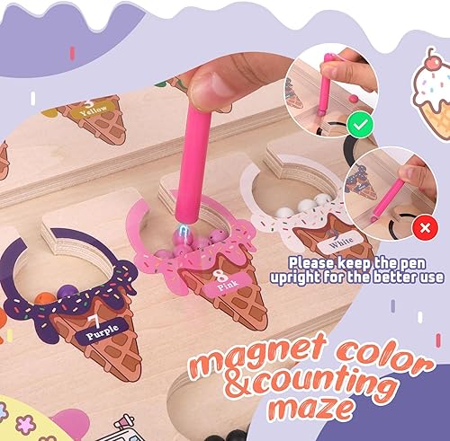 Miniatura 5 de Syahro Montessori - Juguete magnético de laberinto de color y número para niñas pequeñas, tablero de habilidades motoras finas, regalos de