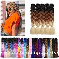 Vista 155 de Benehair 1 paquete de 1 paquete de extensiones de cabello trenzado de 24 pulgadas, extensiones de cabello sintético de alta temperatura, extensiones