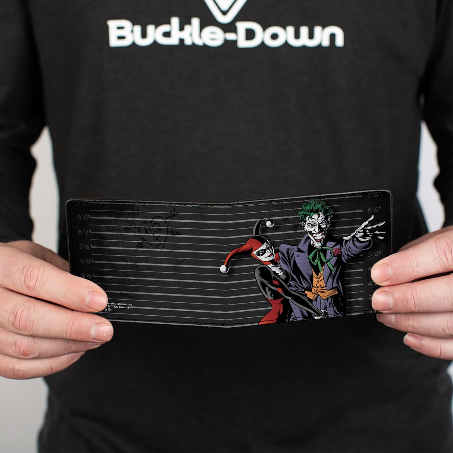 Buckle-Down Men's Harley Quinn Hugging Joker Pose/Lineup Grays, Multicolor, Standard Size - Image 4
