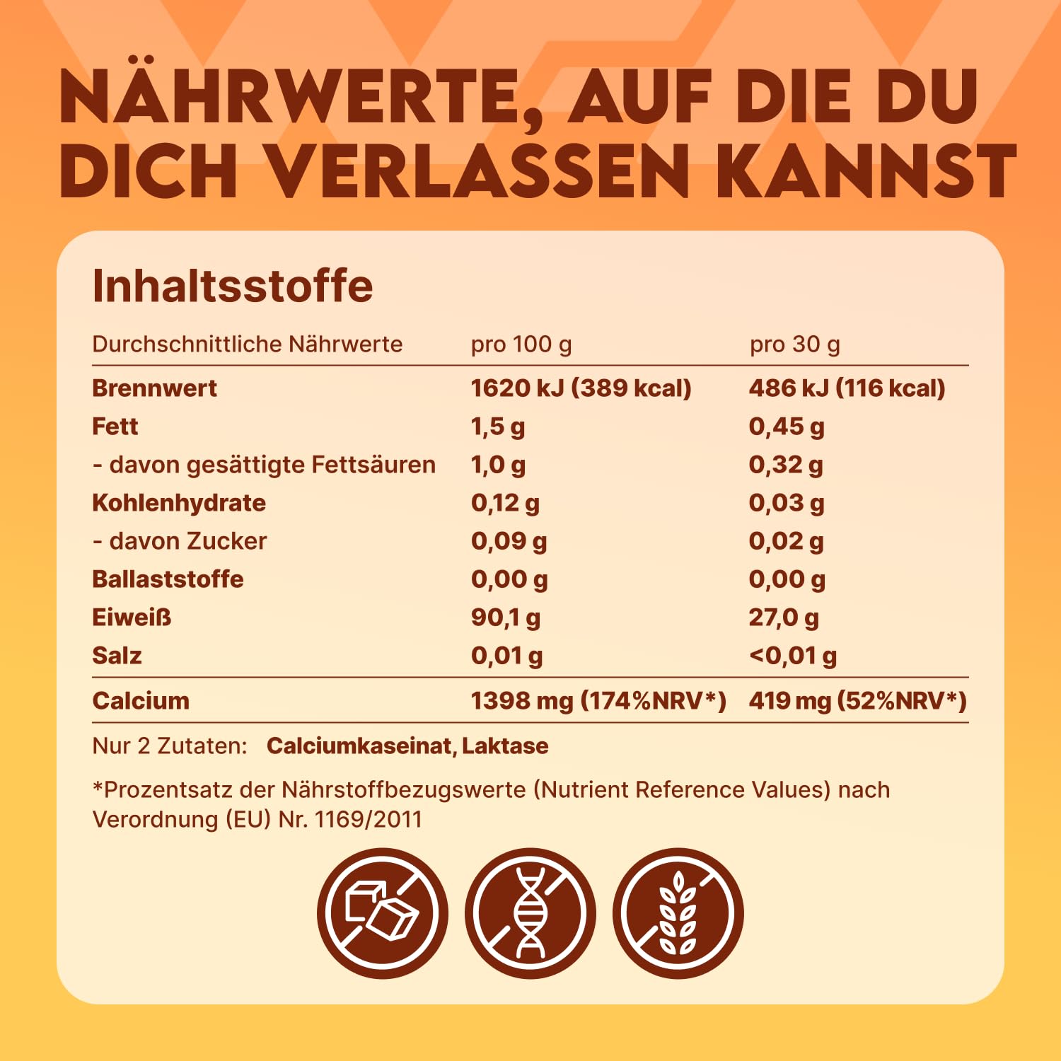 WFN Approved Casein - Casein Proteinpulver - Neutral & Ohne Süßungsmittel - 1 kg - Cremiger Casein Shake - Sehr gut lösliches Kasein Pulver - 33 Portionen - Made in Germany - Extern laborgeprüft