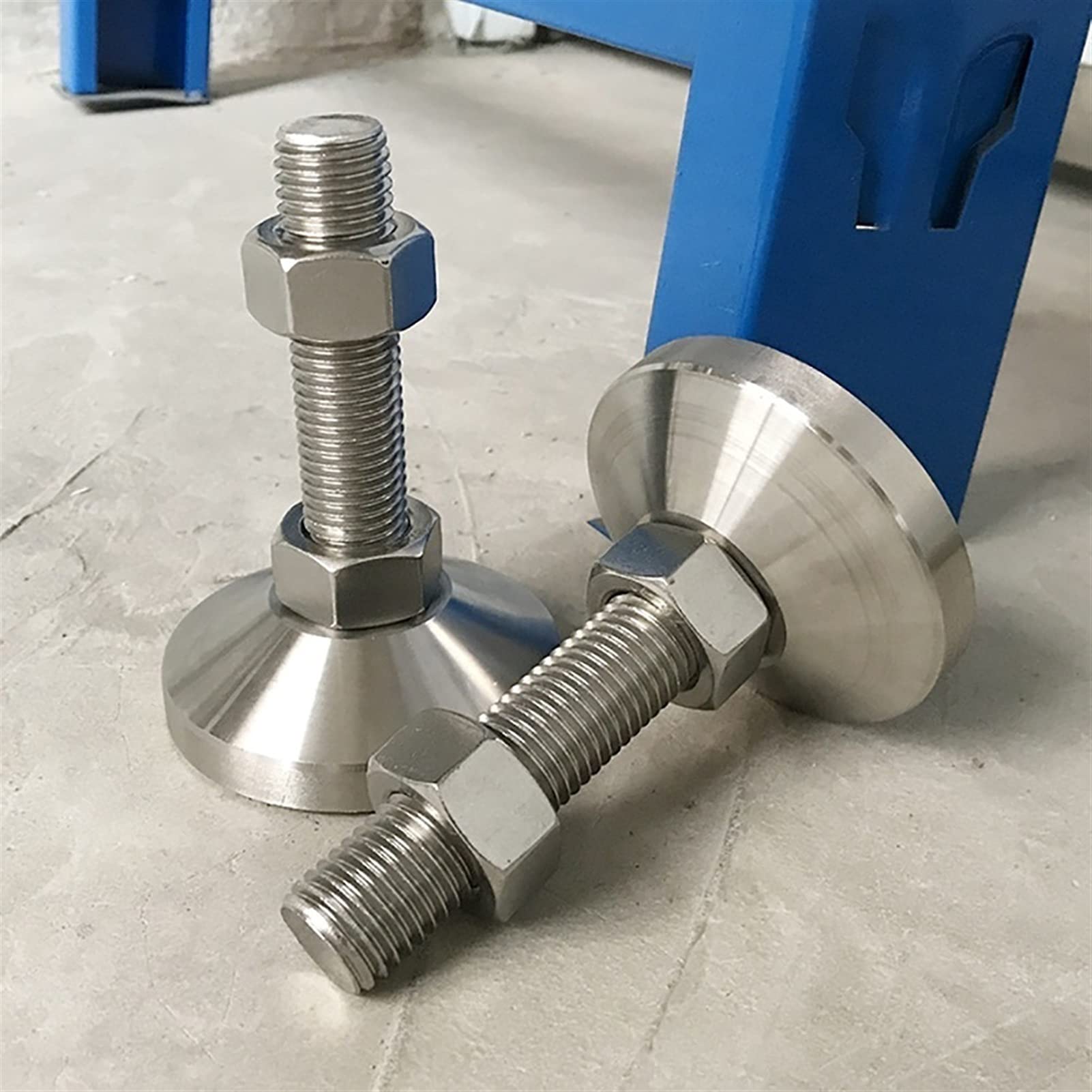 M16 - 4 patas niveladoras roscadas de acero inoxidable 304 600 kg de capacidad de carga ajustables para maquinaria y banco de trabajo, resistentes (diámetro: 80 mm)