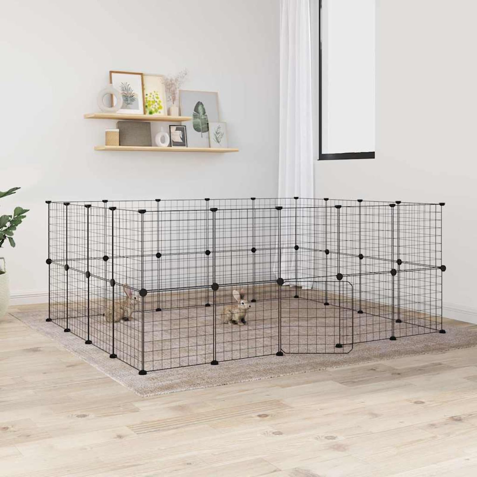 Jaula para Mascotas de 36 Paneles Puerta, Xichuzi Jaula Cobaya, Jaulas para Conejos, Valla para Mascotas, Recinto para Conejos, Cosas para Conejos, Parque para Conejos, Acero Negro 35x35 cm