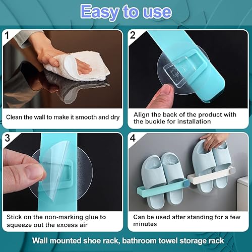 Miniatura 3 de 2 soportes para zapatos para colgar en la pared, soporte para zapatos, autoadhesivo, multifunción, simple y cómodo, organizador de zapatos para