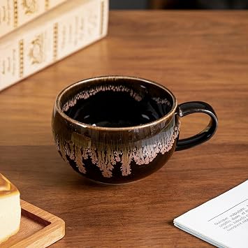 Ceramic Mug Pinchable Mug, Creative And Personalized Office Milk Breakfast Coffee Mug-blue-300ml