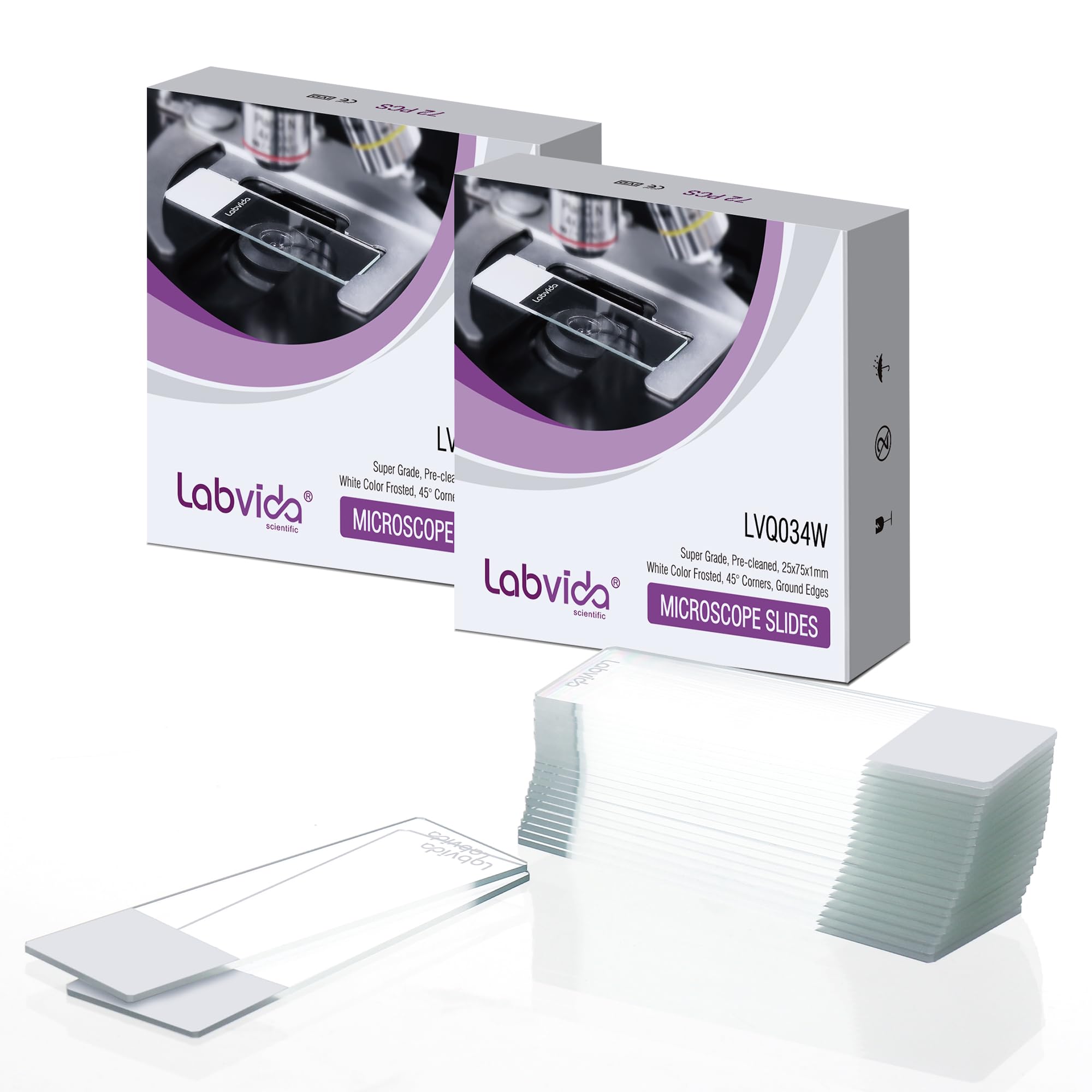 rah ssです。 Labvida 144pcs of Pre-Cleaned White Color Frosted Microscope Slide