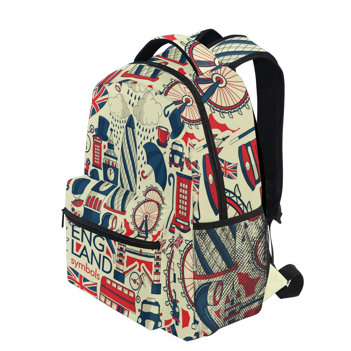 London Big Ben Red Bus Umbrella Laptop Backpack England Flag Waterproof College Students Travel Computer Notebook Backpack for Men Women Boys Girls Fashion
