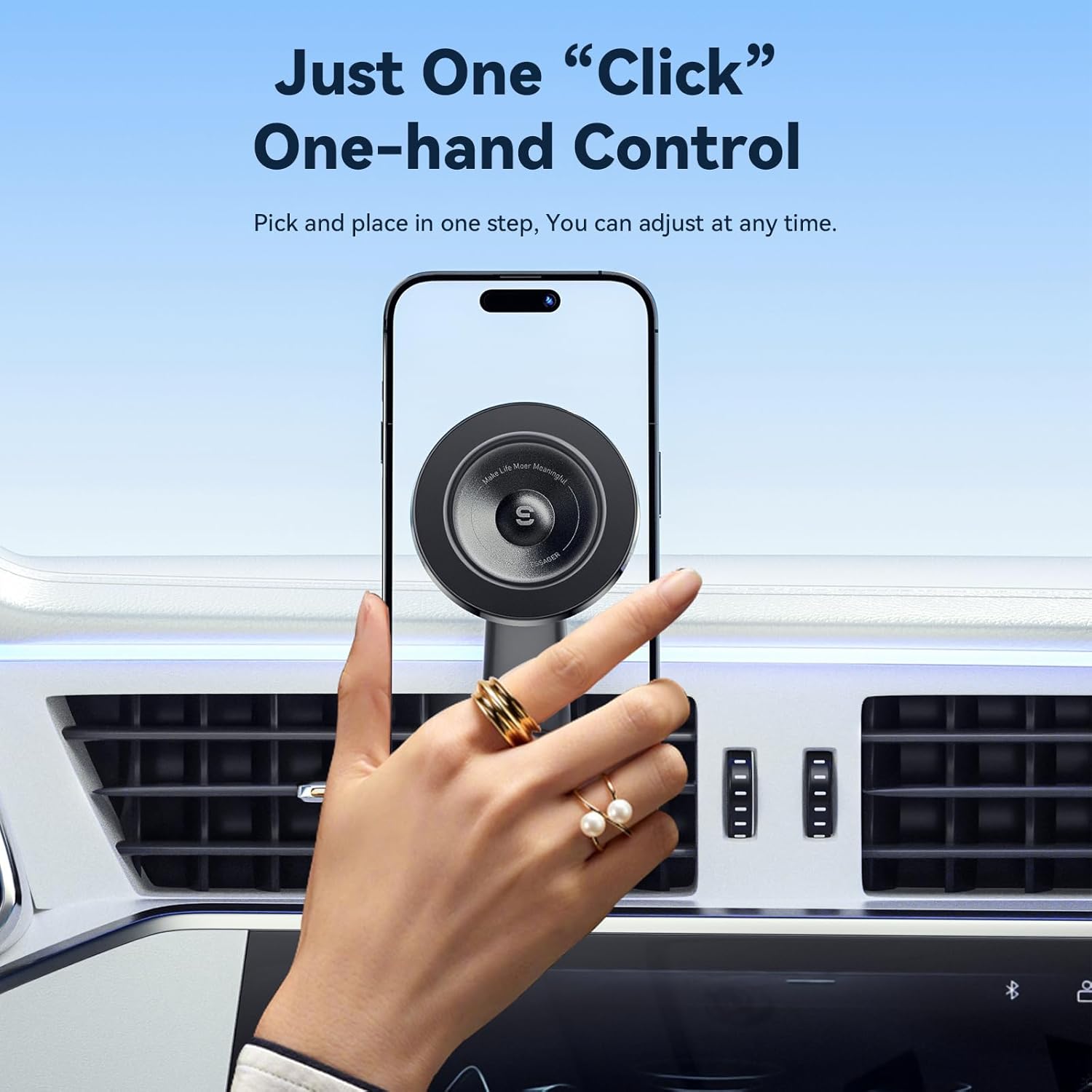 Dimensions of the ESSAGER MagSafe Car Mount, showing 80mm width and 120mm height.