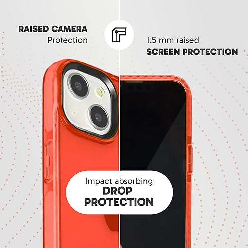 Miniatura 4 de SteepLab Funda de barrera para iPhone 14, protección de 360 grados que absorbe impactos con bisel elevado y colores llamativos (fresa roja
