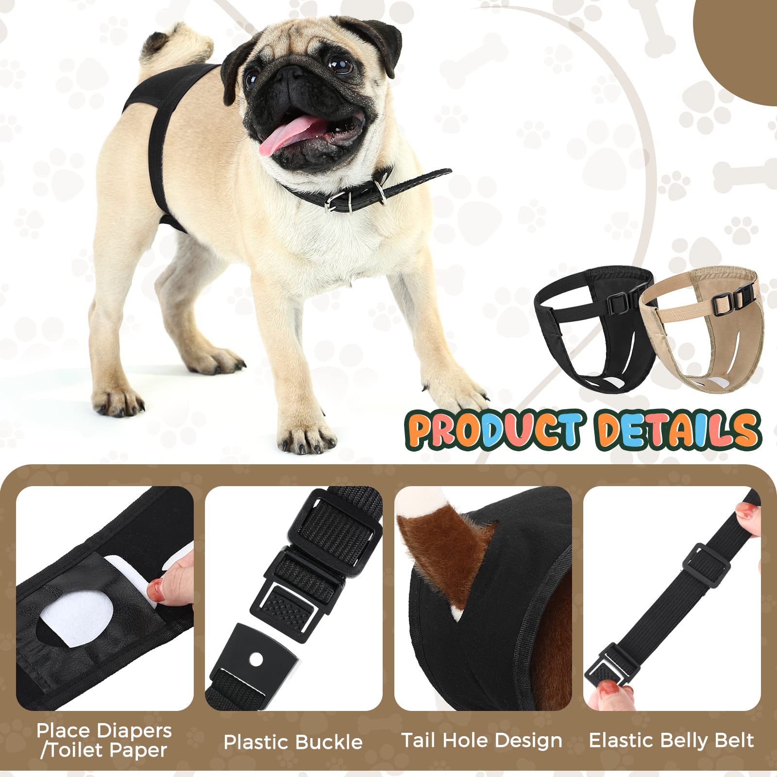 2x Läufigkeitshose Für Hündinnen - Verstellbare Schutzhose Mit Binden Schwarz/Blau