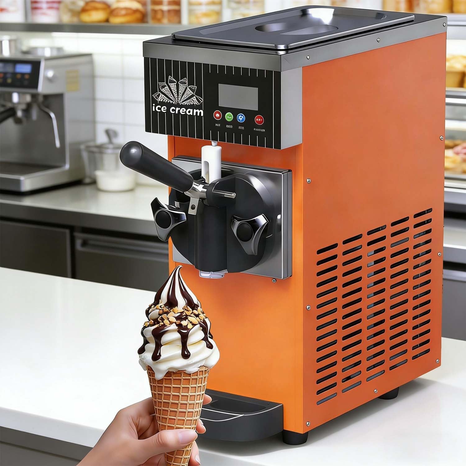 Heladera Comercial De Un Solo Sabor, Máquina Para Hacer Helados Cremosos De 450 W De Potencia, Para Restaurantes, Pastelerías, Cafeterías Y Tiendas De Té Con Leche De Alta Demanda.(Orange)
