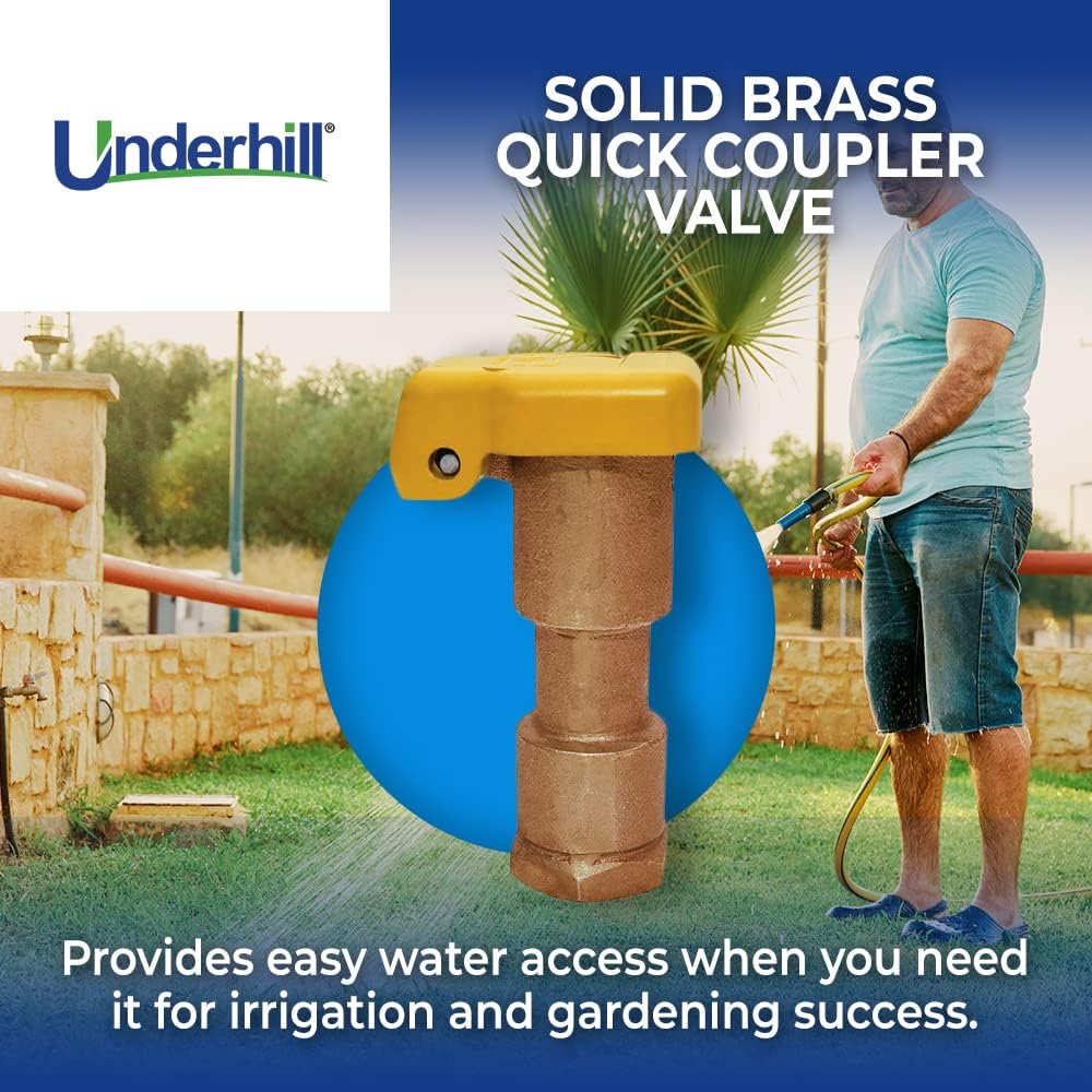 Underhill Gold Series Quick Coupler Valve, Single Slot 1 1/2-Inch FPT Inlet, Sprinkler Garden Irrigation System, Solid Brass, Rubber Cover, QV-150R