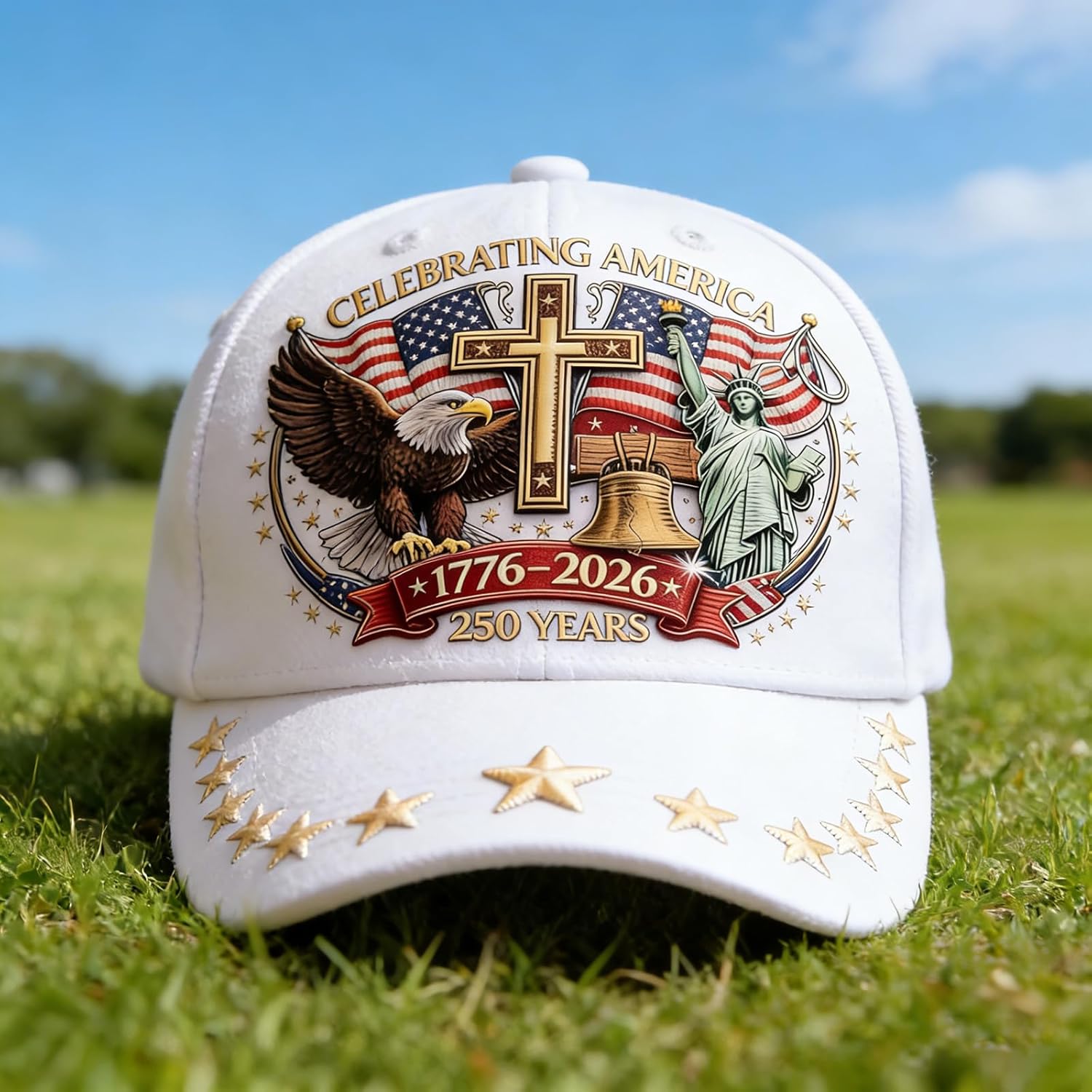 Eagle & Liberty & Cross,US 250th Anniversary Celebration Casual Hat,United States 250th Anniversary Hat - Image 3