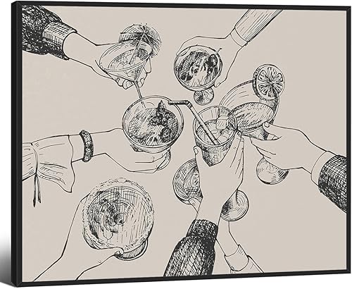 Miniatura 29 de CAXIYSH Lienzo divertido para pared, diseño retro de moda, carteles, barman, con texto en inglés "Was Cute Would Drink Here Again", impresiones para