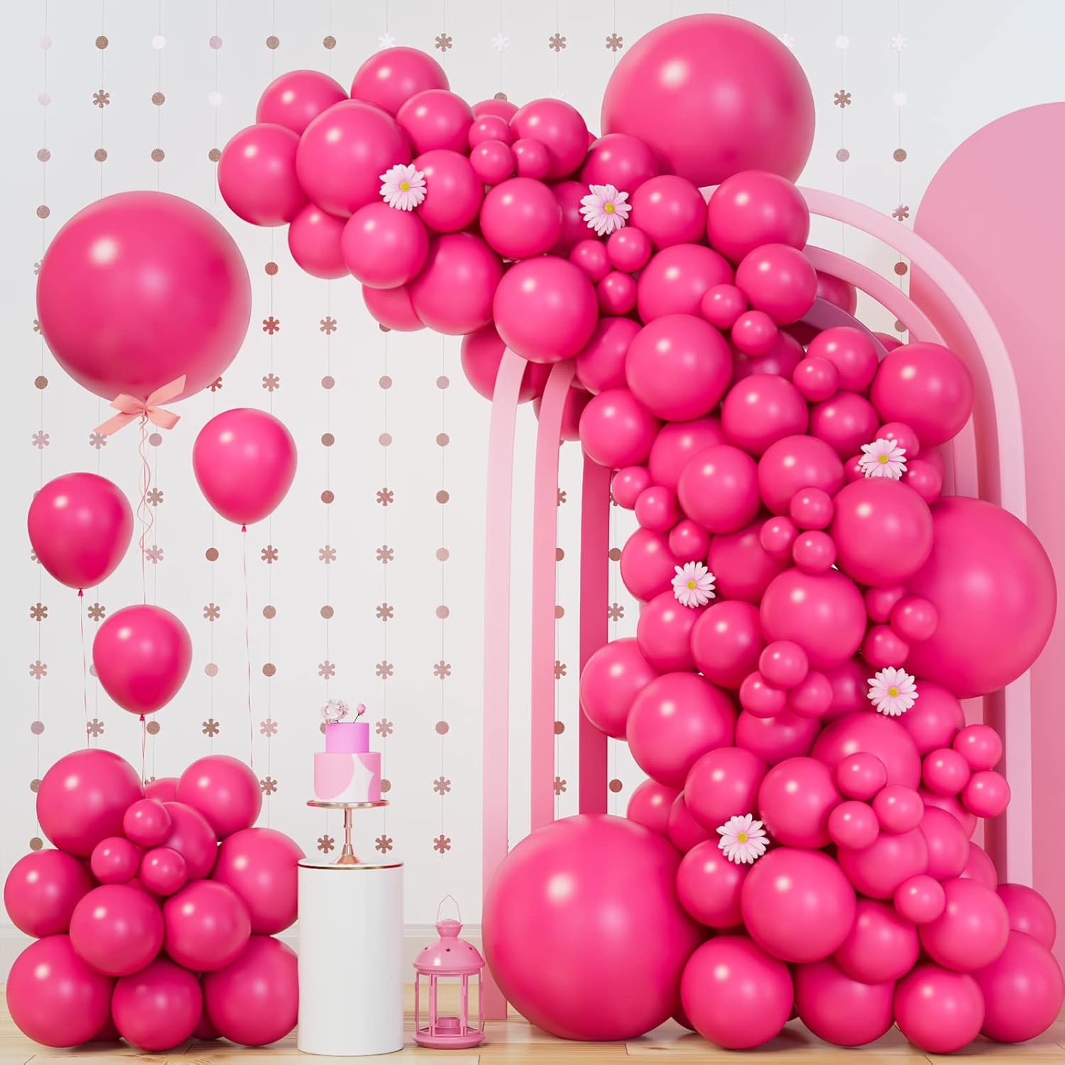 140Pcs Hot Pink Balloons Hot Pink Balloon Garland Arch Kit