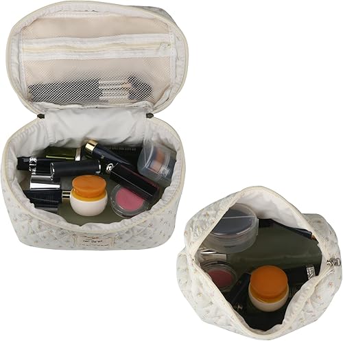 Miniatura 3 de NATINSA Linda bolsa de maquillaje para mujer (2 unidades), bolsas de cosméticos de viaje, bolsa organizadora de artículos de tocador florales de