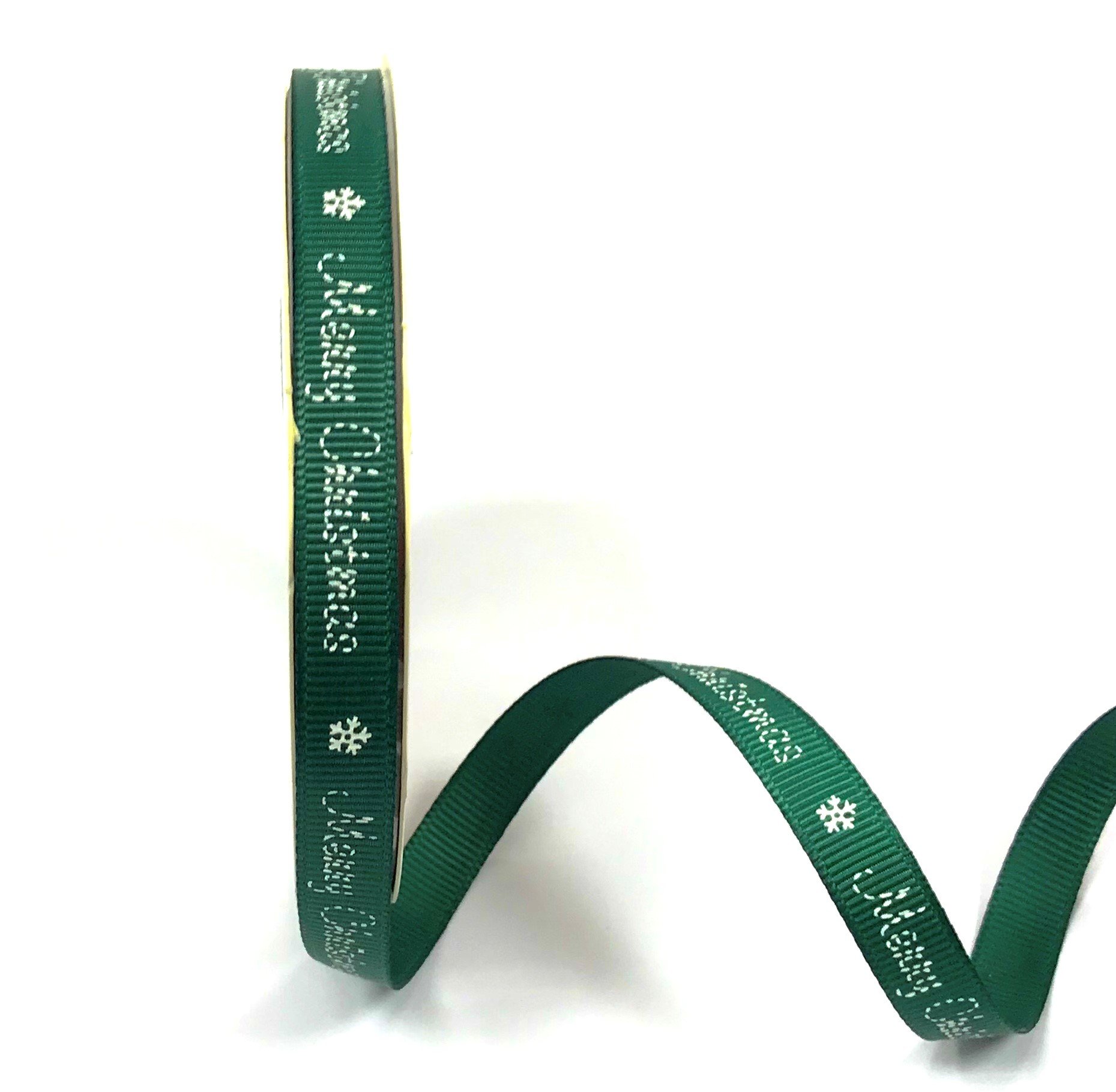 Bertie's Bows Green Merry Christmas 9Mm Grosgrain Ribbon On A 25M Roll