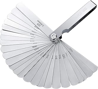 Stainless Steel Feeler Gauge Dual Marked Metric and Imperial Measuring Tool (0.04-0.63 mm, 26 Blades)