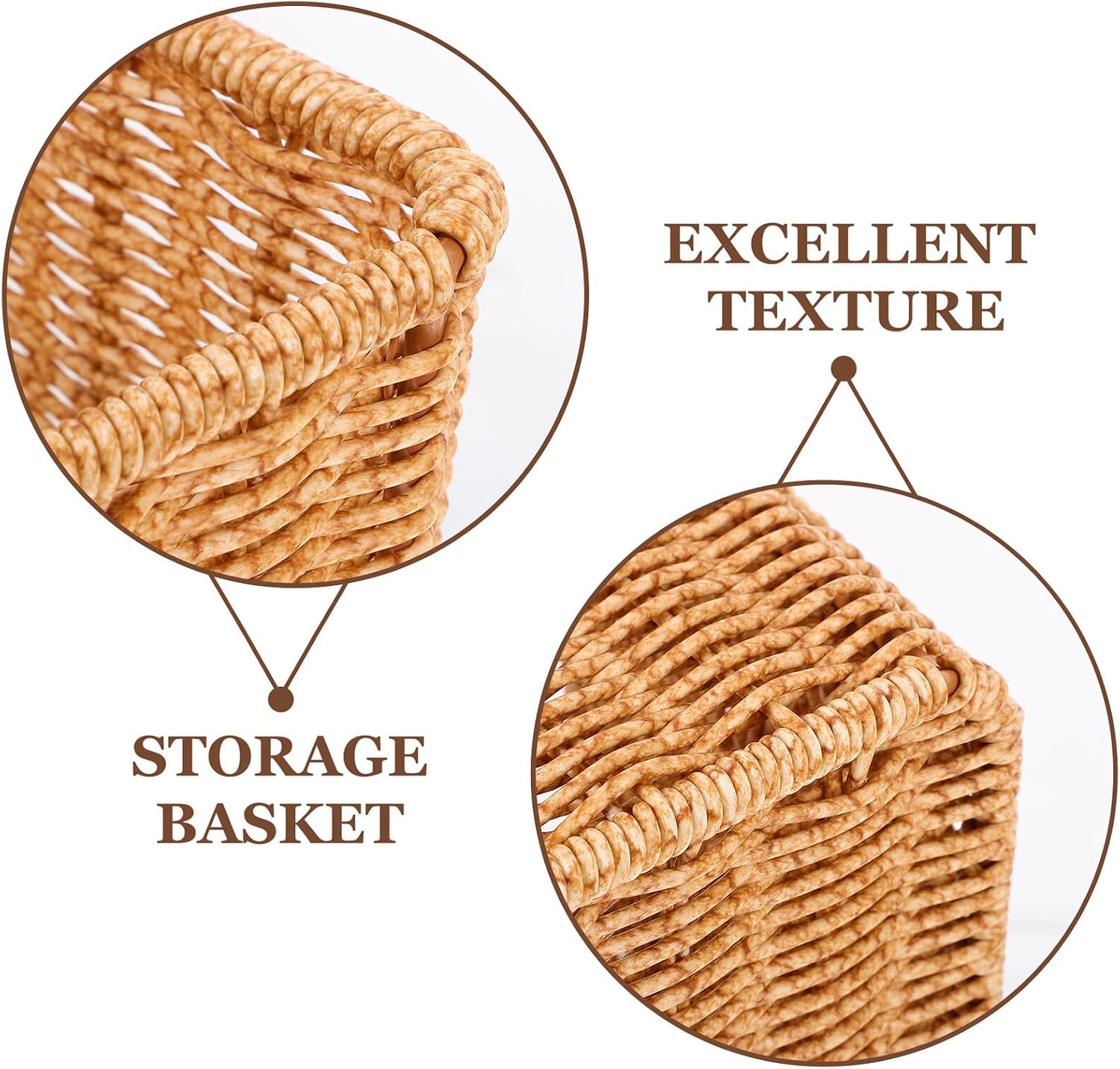 Woven Fruit Display Basket for Kitchen Pantry Storage, 34.5x25.5x13cm Light Coffee Color, Multifunctional Rattan-style Storage Bin for Fruits and Snacks