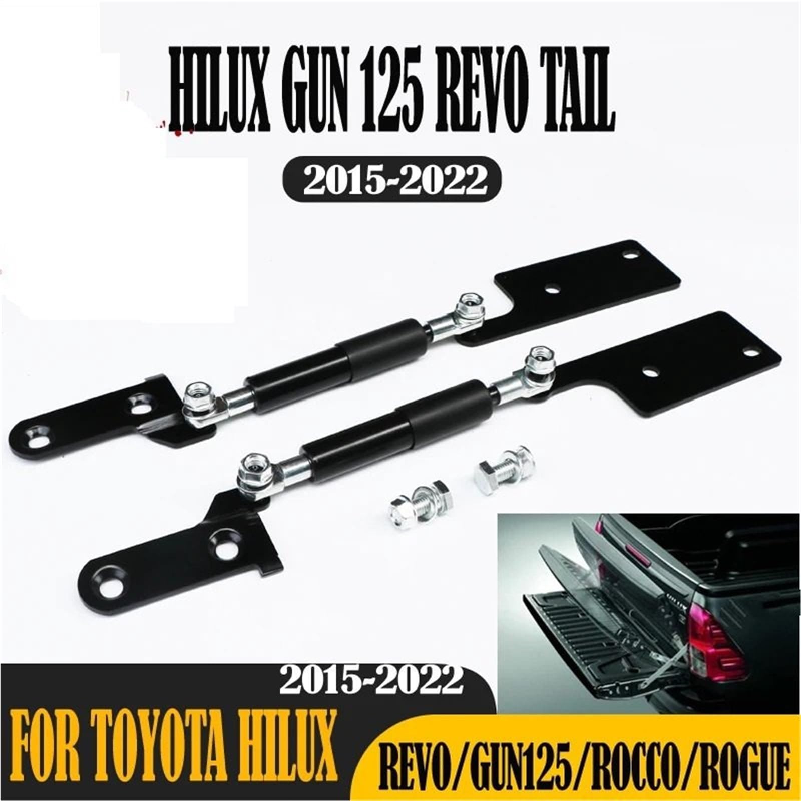 Amortyzator gazowy sprężyna gazowa Modyfikacja Siłowników Gazowych Pasujących Do Toyoty Hilux GUN125 Revo Rocco ROGUE 2015-2022, Amortyzatorów Klapy Tylnej, Wspomagania Zwalniania(1pair)