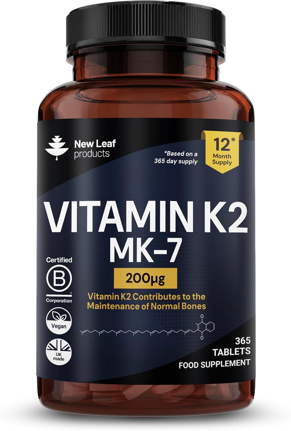 New Leaf Products Vitamin K2 200mcg – Tablets