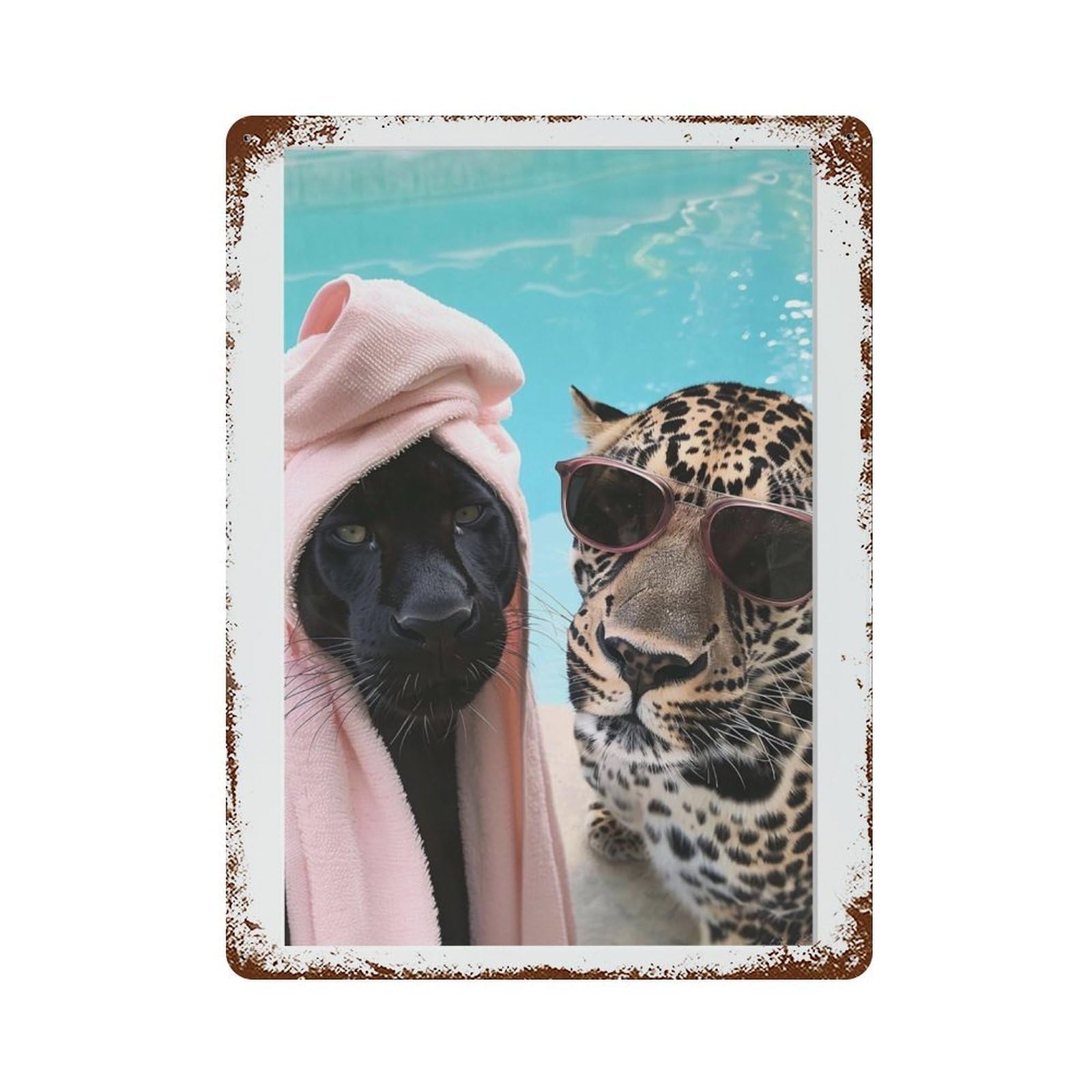xiaoxiaoshen Pool Panthers, Photography S1 Wall Decor Art Metal Tin Poster Modern Home Decor Art Home Bar Shop Decorations Vintage Sign 40x30cm