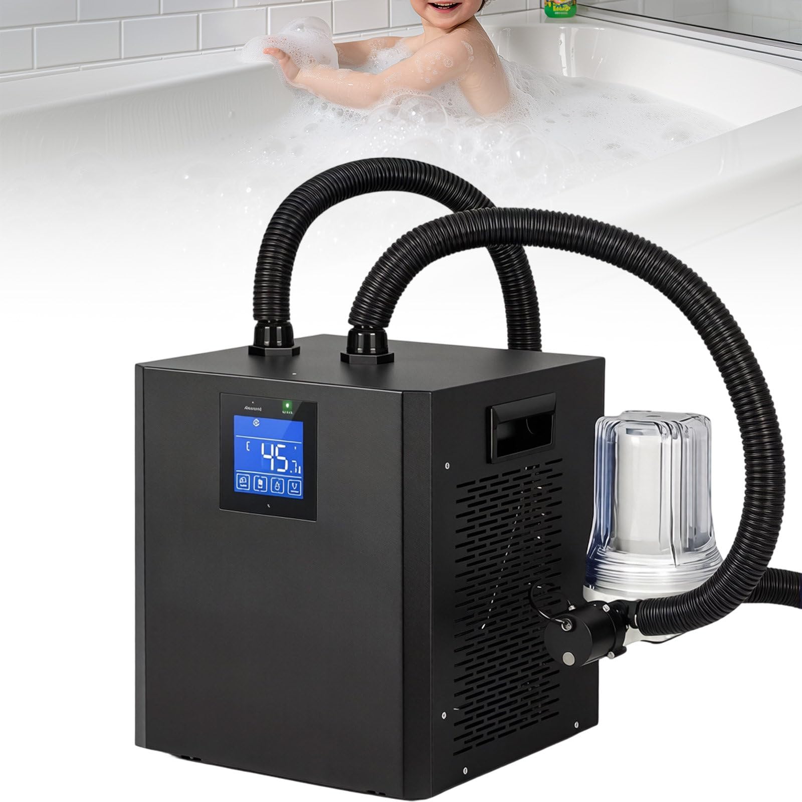 DzkZen Ice Bath Chiller& Cold Plunge Tub Kit, Quiet Cold Plunge Chiller, Cools to 39°F with Remote Control, Wide Compatible for Most Bathtubs