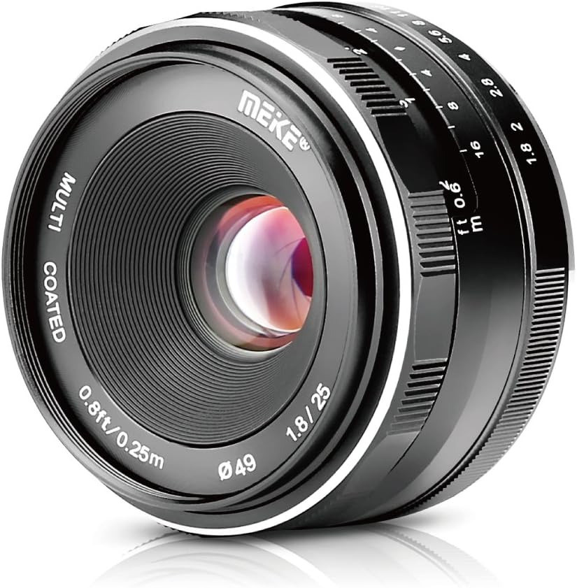 Meike 25mm f/1.8 Large Aperture Wide Angle Lens Manual Focus Lens for Sony Mirrorless Emount Cameras