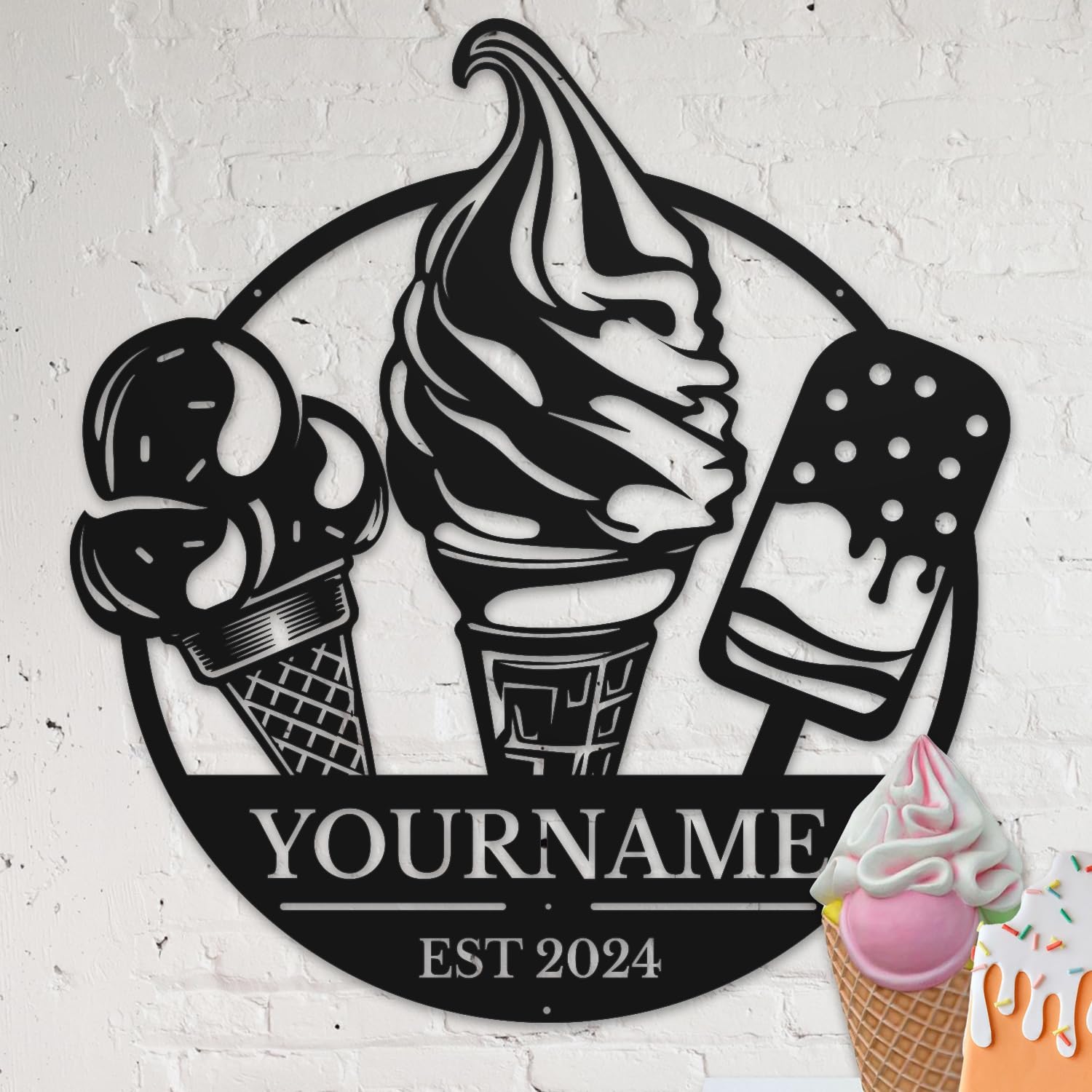 Amazon.com: Personalized Ice cream Name metal Signs,Custom Ice
