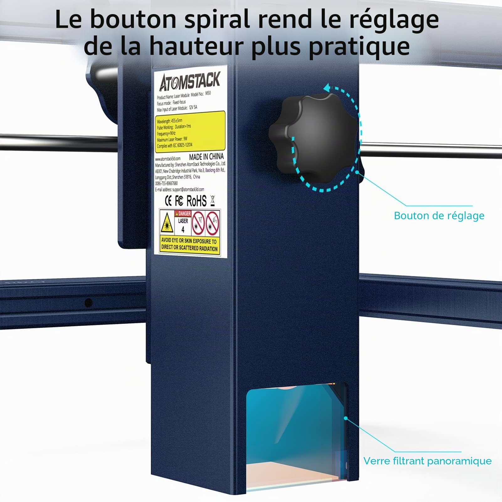 ATOMSTACK A10 PRO Machine de gravure et découpe CNC haute précision laser gravure laser de grande surface 410 x 400 mm, 10W, mise au point 0,08 mm