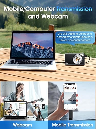 Miniatura 8 de Cámara digital, cámara de videoblogs 4K con enfoque automático para fotografía con tarjeta de 32 GB, cámara digital compacta portátil de 48