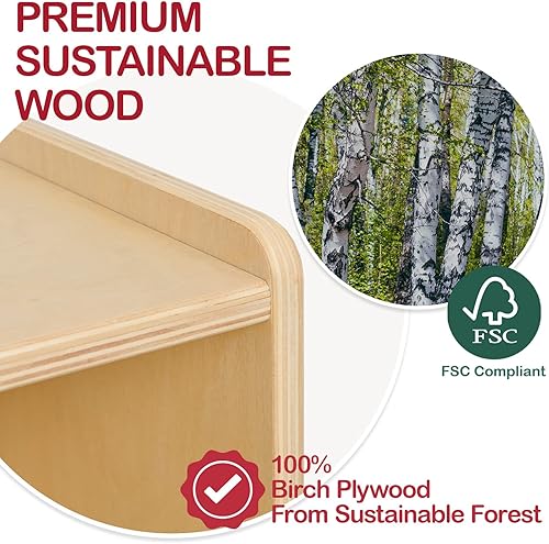 Miniatura 3 de Gabinete 100% de abedul, estantería de madera Montessori de 8 secciones y organizador de almacenamiento, armario de almacenamiento de juguetes para