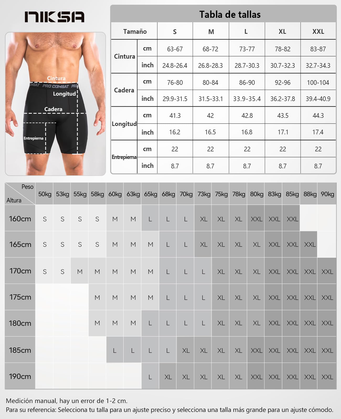 Niksa 1/3 Piezas Mallas Running Hombre Mallas Cortas Hombre Pantalones Cortos Entrenamiento con Bolsillo para Celular Secado Rápido Transpirable Pantalones Cortos