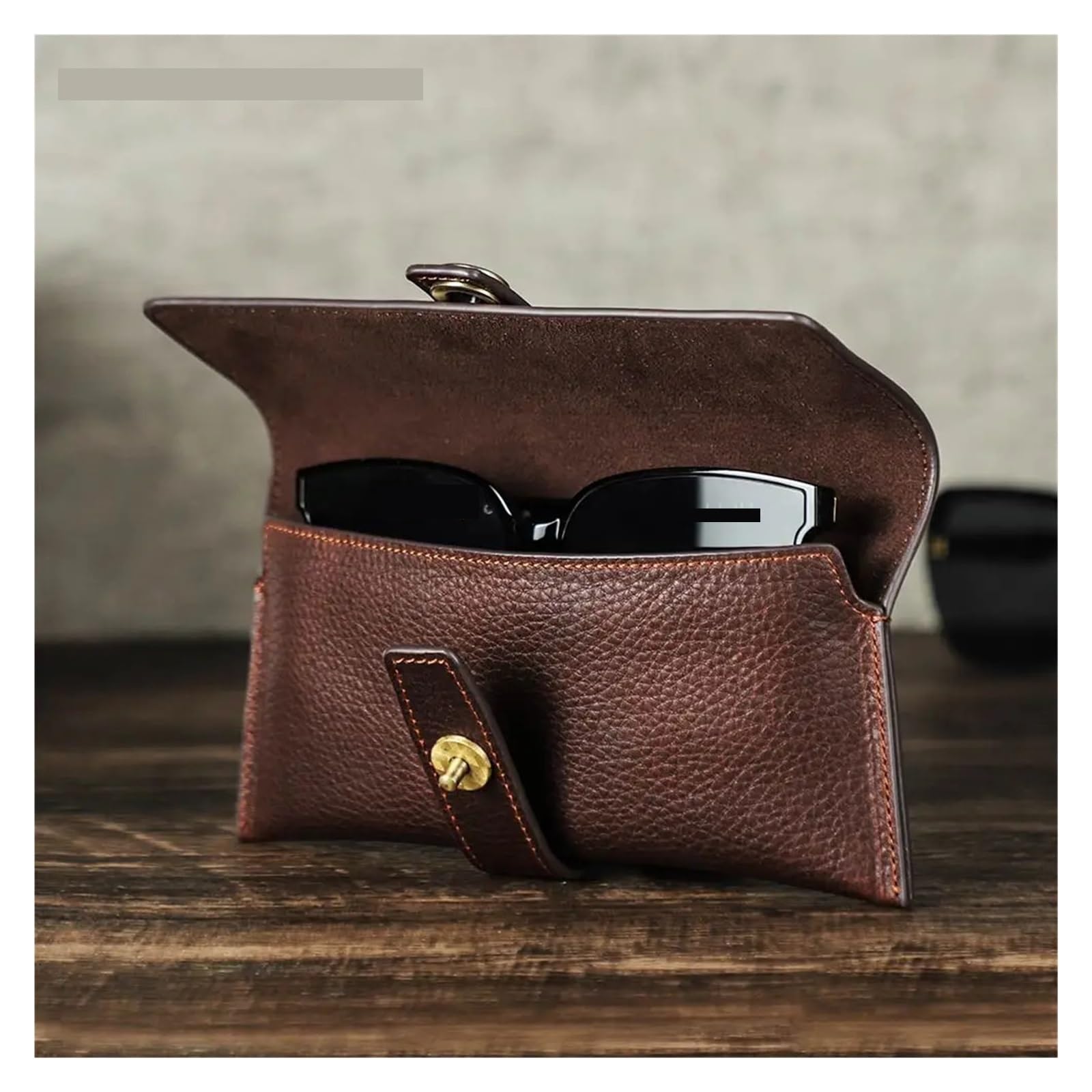 Funda de Gafas Blanda de Cuero Handmade 1PC Retro Genuine Leather Glasses Cover Case Storage Bag Sunglasses Protective Box Eyeglasses Holder Men Women