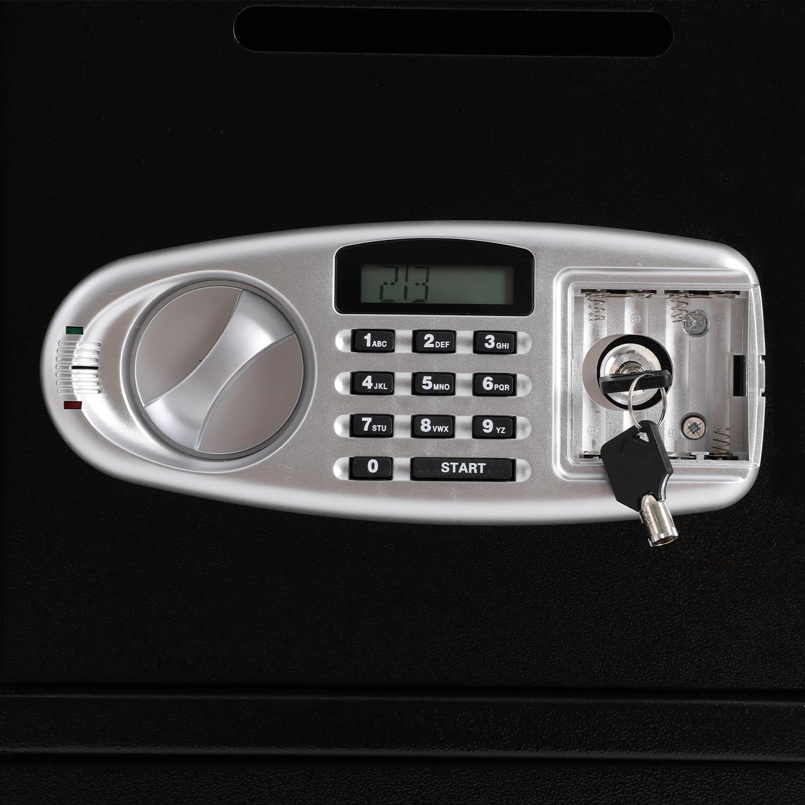Caja fuerte | Caja fuerte electrónica con llave y código digital | Gran compartimento de seguridad para el hogar, oficina, joyas, dinero en efectivo y documentos, antirrobo, protección contra
