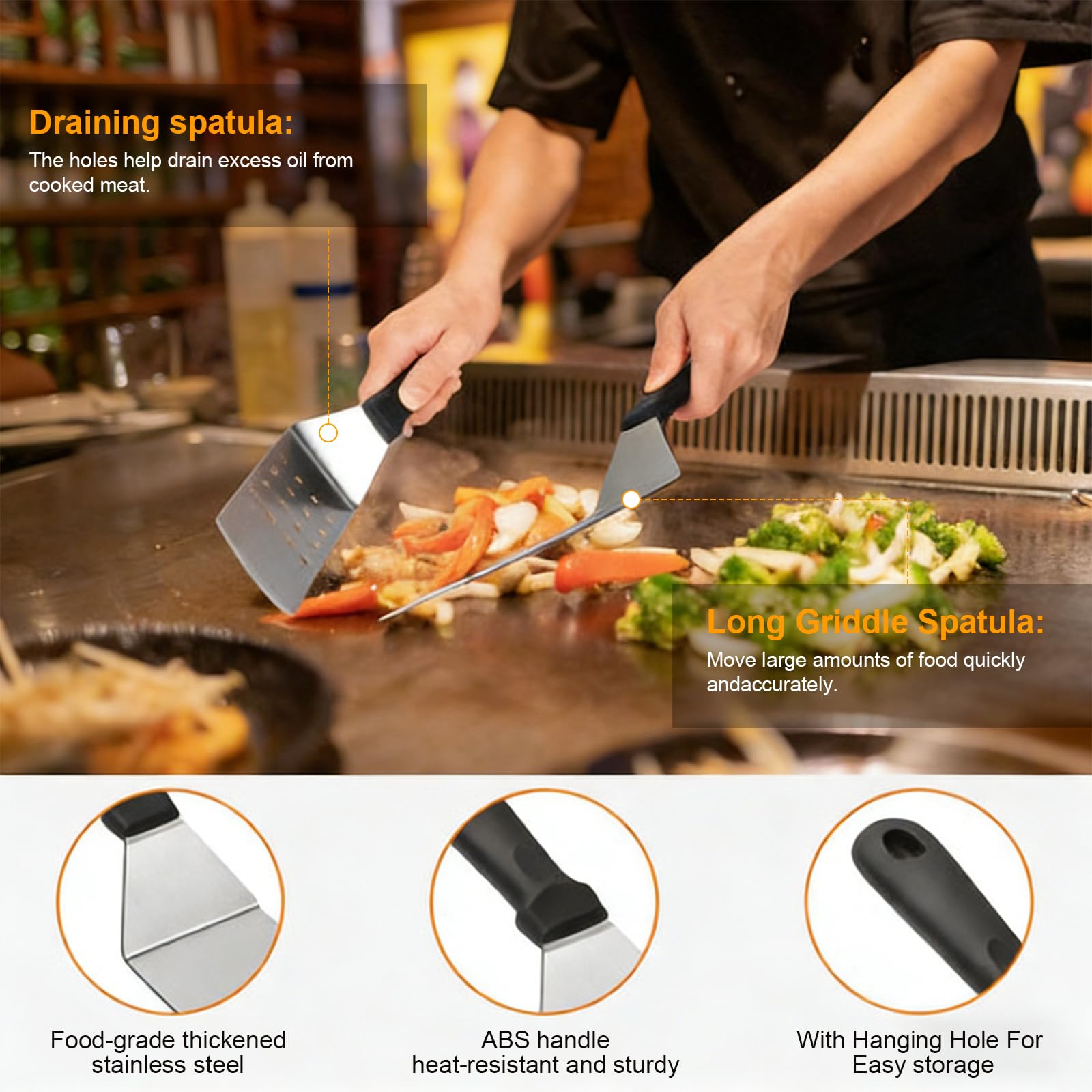 Set di posate da barbecue da 23 pezzi con accessori per barbecue inclusi spatola e pressa per carne per teppanyaki all'aperto