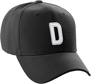 Daxton Classic Baseball Hat Embroidered A to Z Letters Structured Mid Profile Cap - Black, Letter D