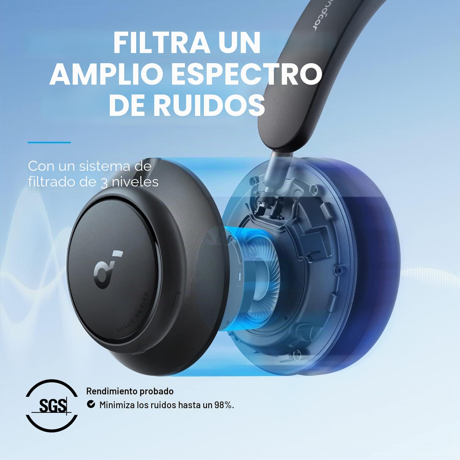 soundcore by Anker Space Q45 - Auriculares Bluetooth, cancelación de Ruido Activa adaptativa de hasta 98%, reproducción de 50 Horas, Audio inalámbrico LDAC Hi-Res,(reacondicionado)