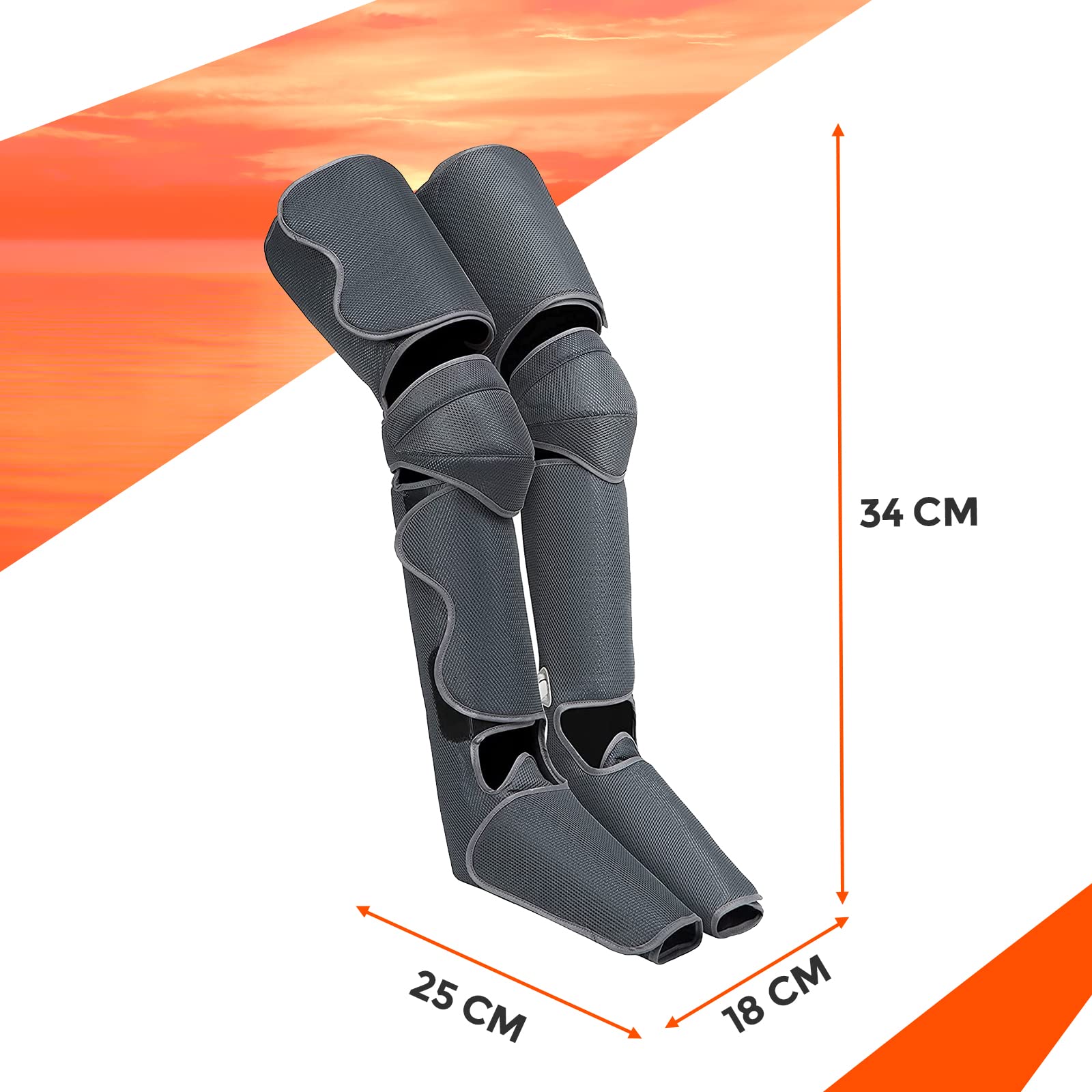 Pressoterapia Per Casa | Massaggiatore Gambe | Massaggiatore per Piedi | Compressione dell'aria | Spegnimento Automatico | 3 Intensità | 2 zone di calore | Salute