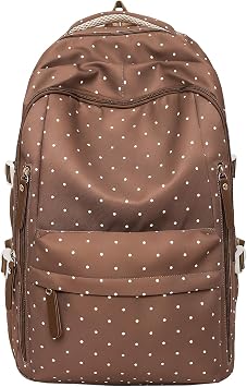 YFGBCX Polka Dot Backpack for Women Cute Nylon Daypack Large Capacity Shoudler Bag with Zipper for Work,Travel Coffee