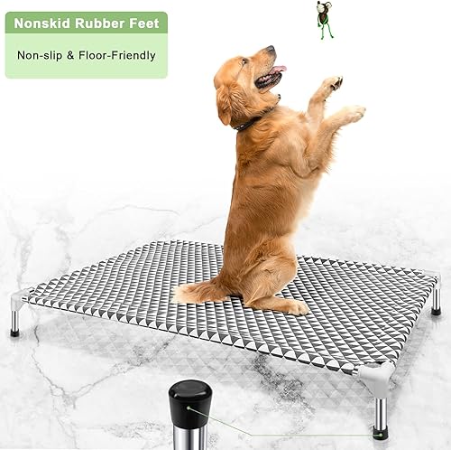 Miniatura 4 de Cama elevada para perros para exteriores, tamaño XL, material de algodón, pies antideslizantes, se adapta a hasta 120 libras
