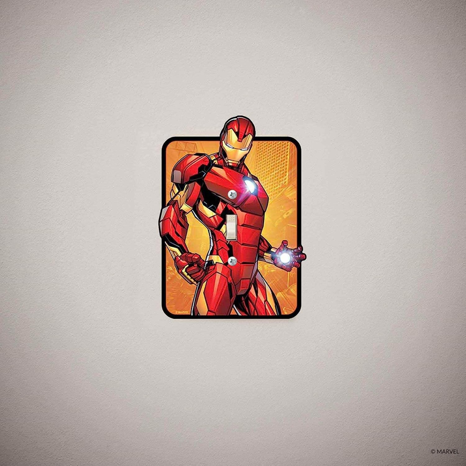 Marvel Iron Man Embossed Metal Light Switch Plate - Iron Man Switch Plate Decoration for Bedroom or Man Cave