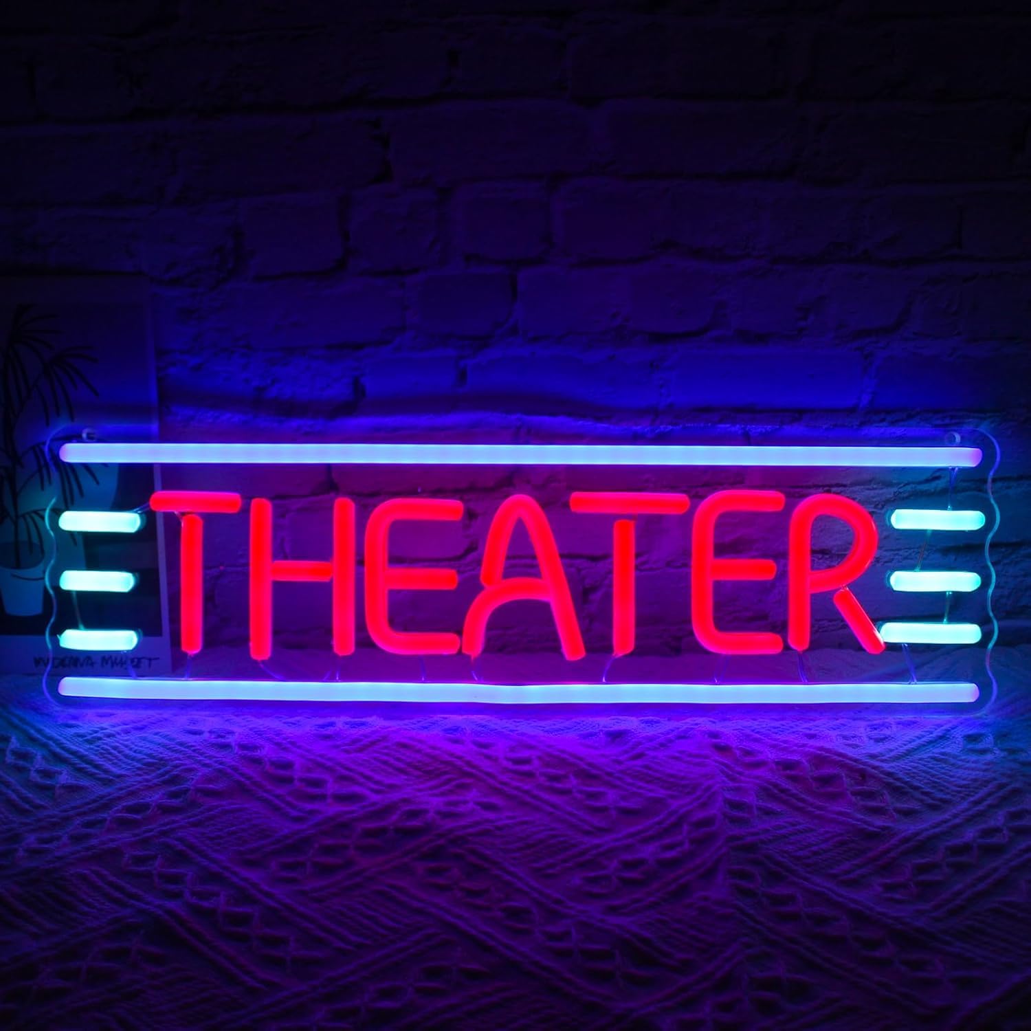 Theater Neon Sign - USB Powered LED Sign/Retro Night Light for Home Theater Decor, Stage Backdrops, Cafe Bars/Themed Rooms & Stage Lovers (12x40cm)