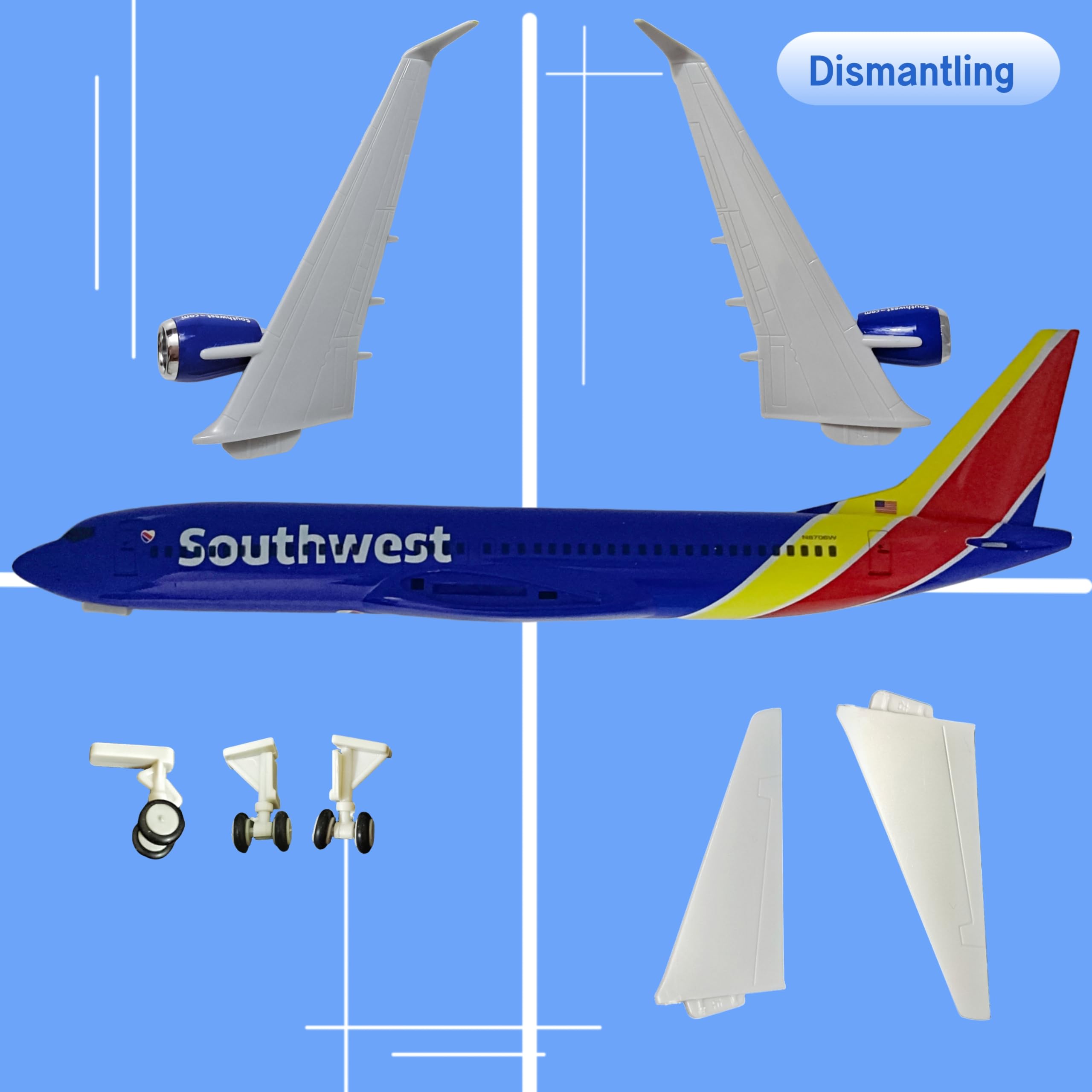Modellino in scala 1/200, aeroplano in pressofusione Southwest B737, per decorazione ufficio/casa (modello aereo in resina da 30,5 cm