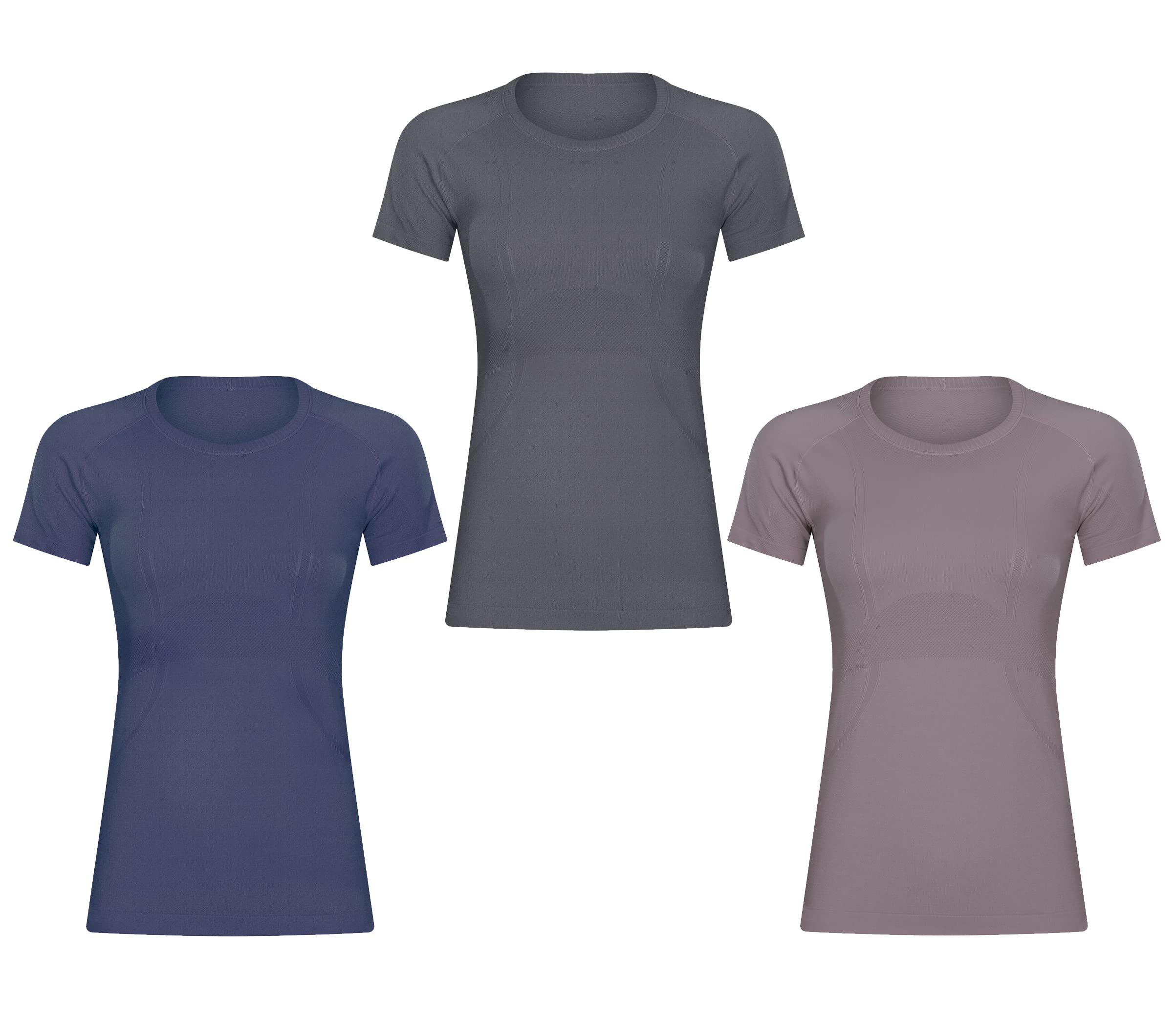 Maglietta sportiva da donna, a maniche corte, girocollo, traspirante, ad asciugatura rapida, per fitness, yoga, palestra