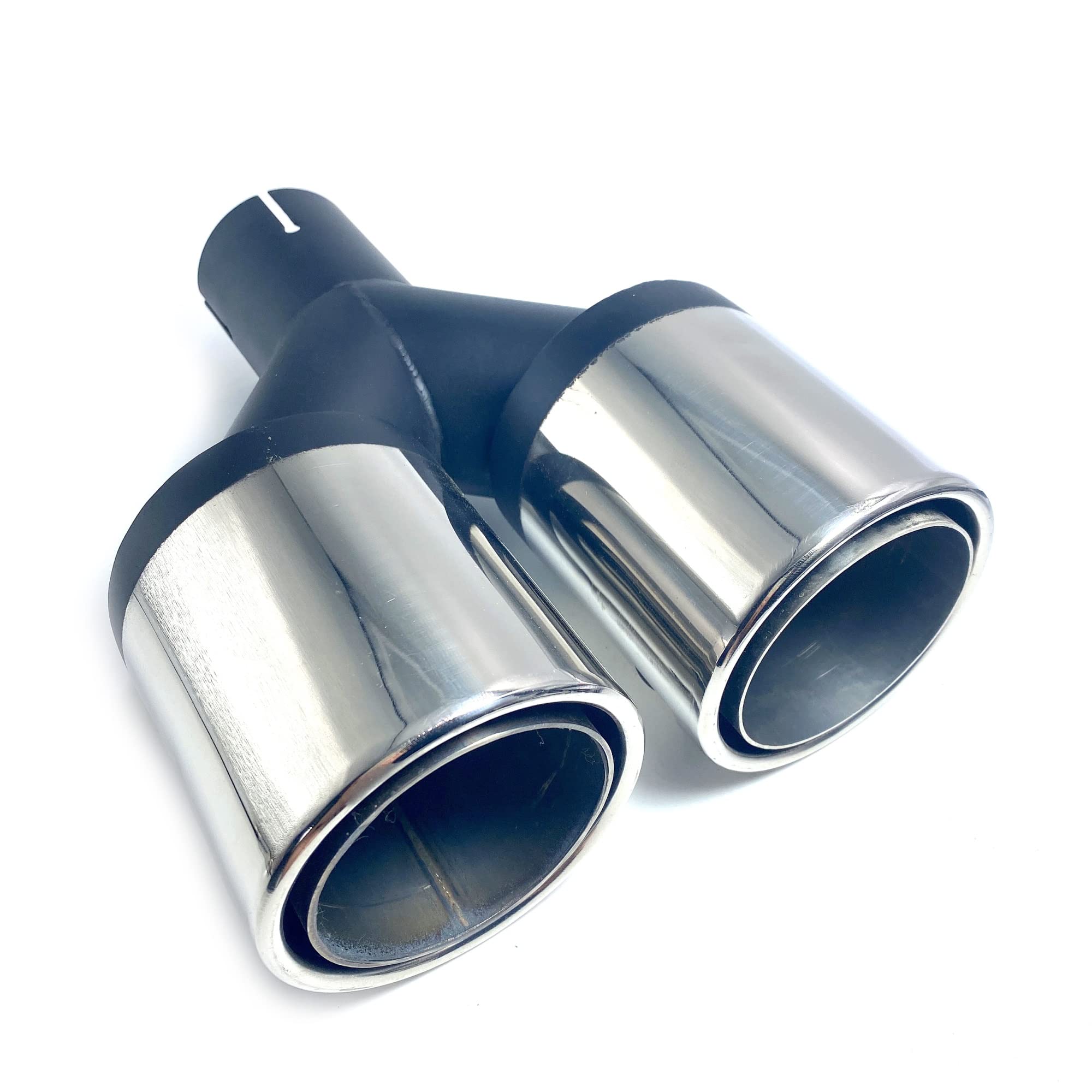 per BMW per Benz per Honda 1 Pz Punta di Scarico Universale in Acciaio Inox Punta del Tubo del Silenziatore di Scarico Doppio Tubo Scarico (Size : 57 in 89 out)