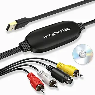 USB2.0 ビデオキャプチャー 1080P対応 USB2.0キャプチャーボード VHS・VCR・8mmビデオ・DVDダビング パソコン取り込み RCA＋S-Video入力 Windows/Mac対応 【日本語取扱説明書】