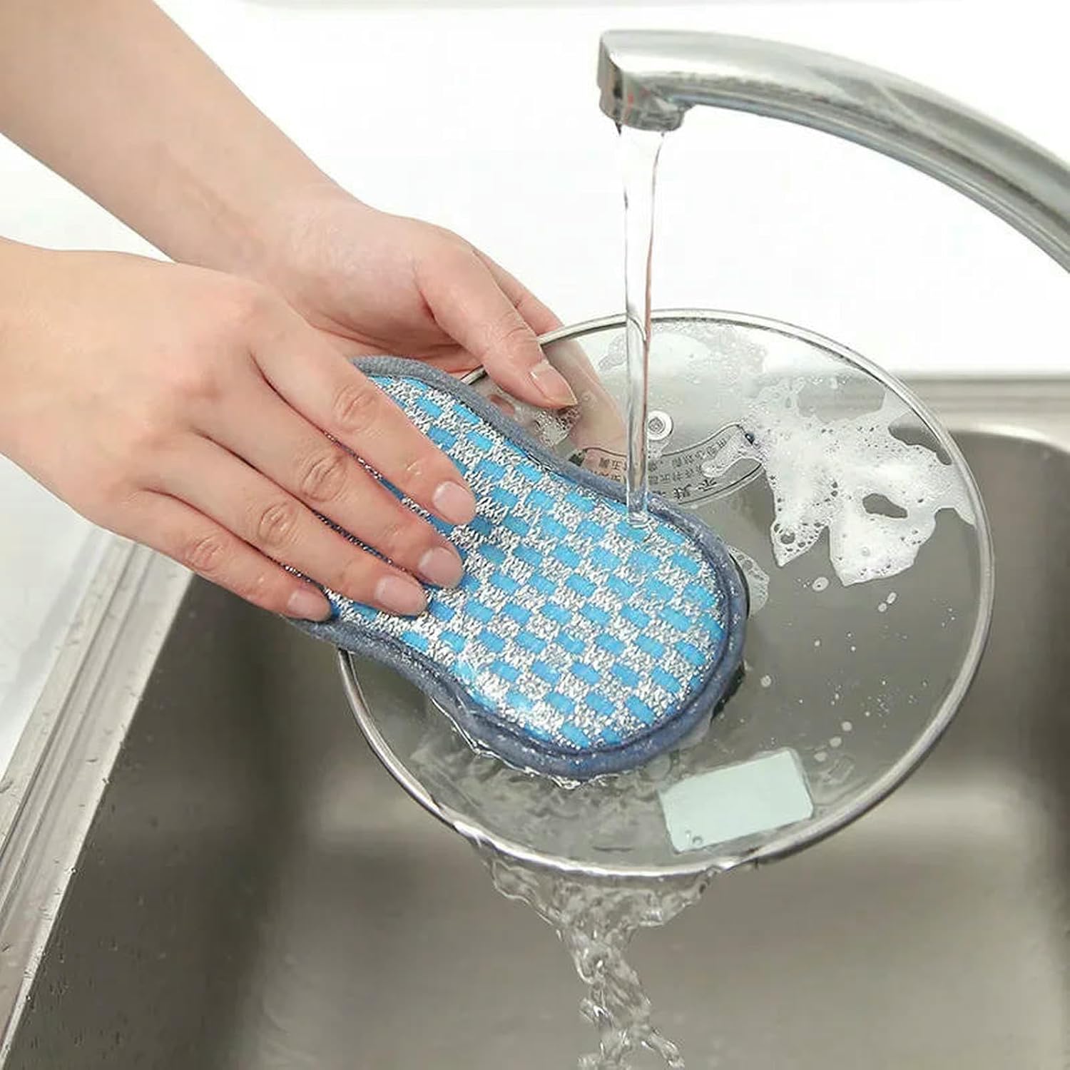 Double-Sided Dishwashing Sponge Cleaning Cloth Reusable Kitchen Scouring Pad Household Cleaning Tool-15Pcs Random Color