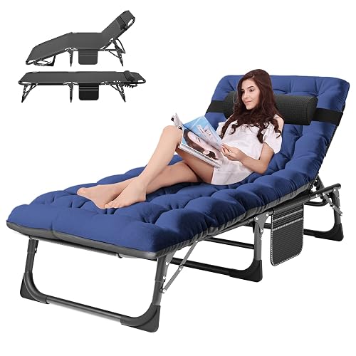 ABORON Heavy Duty Tanning Chair, 5-Gear Outdoor Folding Chaise Lounge